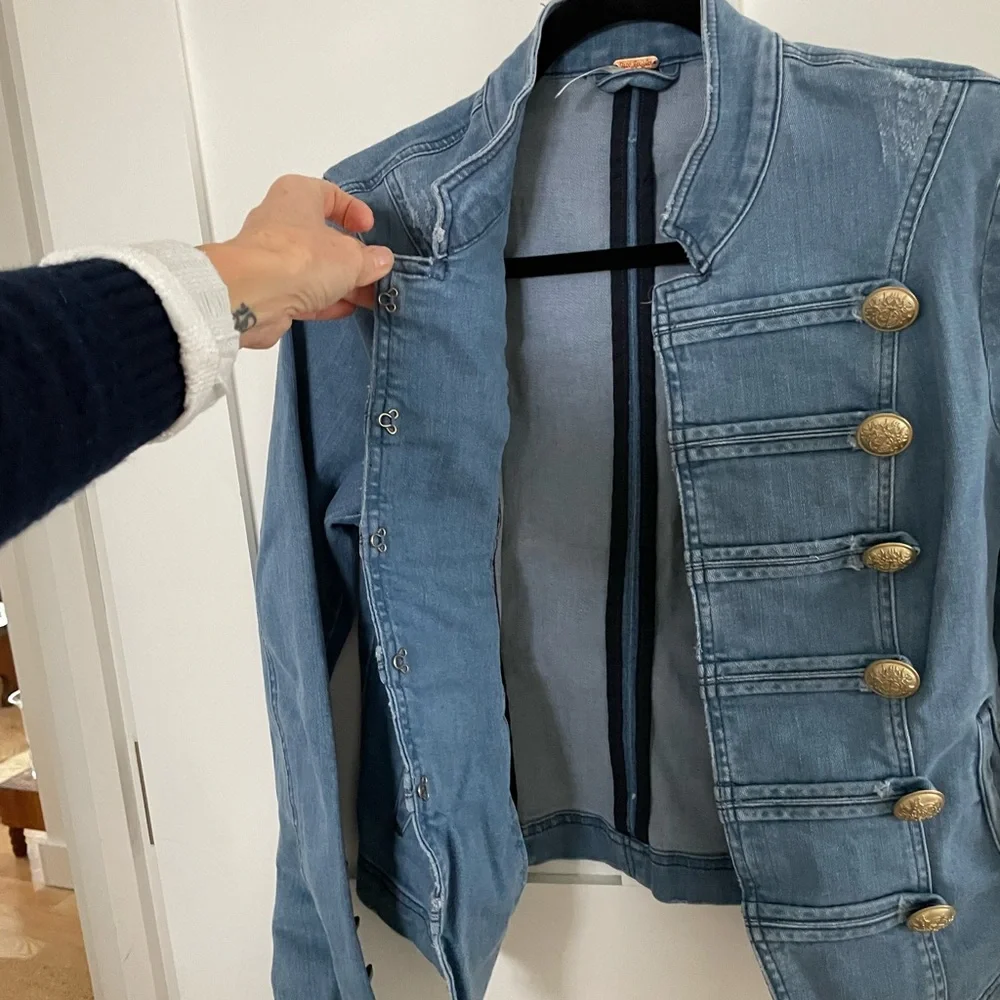 Free People Military Style Denim Jacket - Picture 3 of 9